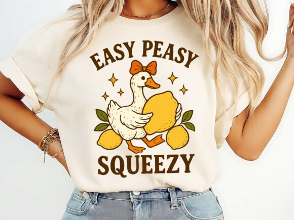 Easy Peasy Squeezy Funny Duck T-Shirt Graphics