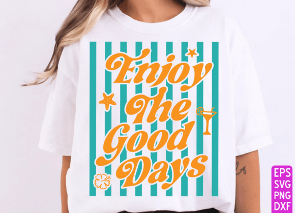 Enjoy the Good Days PNG, Striped Summer Graphics