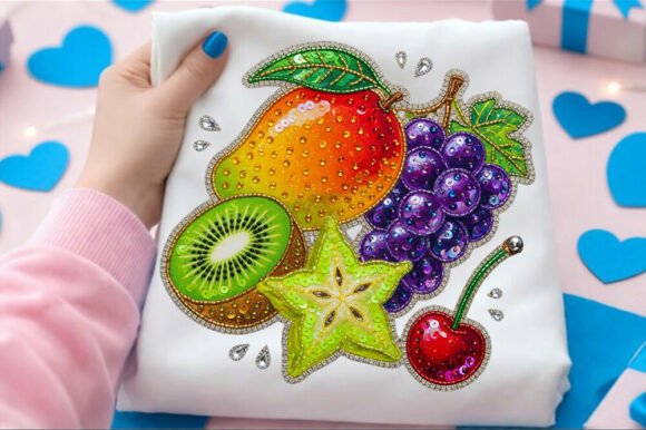 Glitter Summer Fruits T-Shirt PNG