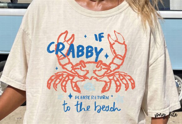 Hand Drawn Summer Beach Crab PNG for Graphics and T-Shirt Designs