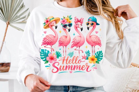 Hello Summer Flamingo Squad Png Graphics