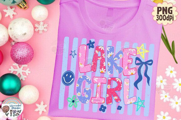 Lake Girl Preppy Stripes Summer Flower Graphics