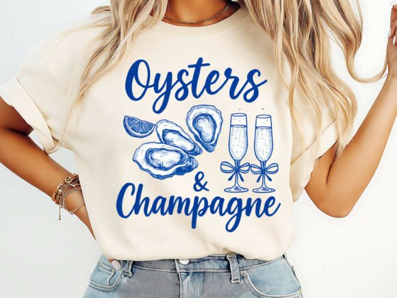 Oysters and Champagne T-Shirt Design Graphics