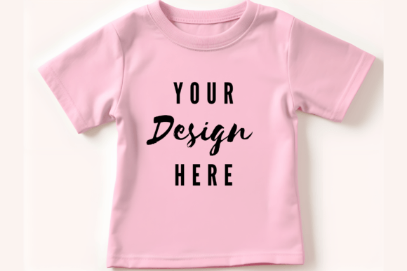 Pink Toddler Tshirt Flat Lay Mockup