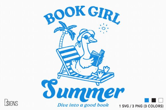 Retro Summer Goose Svg Book Girl Summer Graphics