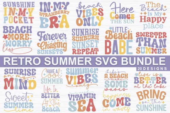 Retro Summer SVG Bundle: Graphics & T-Shirt Designs