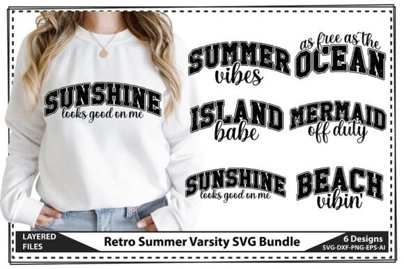 Retro Summer Varsity SVG Bundle