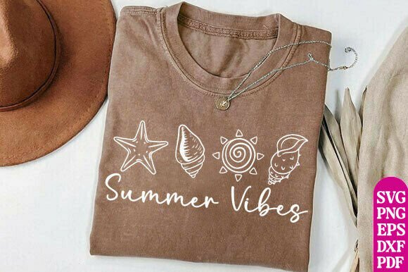 Summer Vibes SVG, SeaShell Shirt SVG