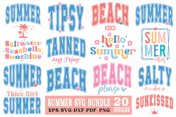 Varsity Summer SVG PNG Bundle, Summer Graphics
