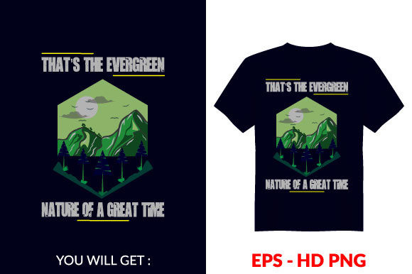 Vintage Evergreen T-shirt Design B125 Graphics
