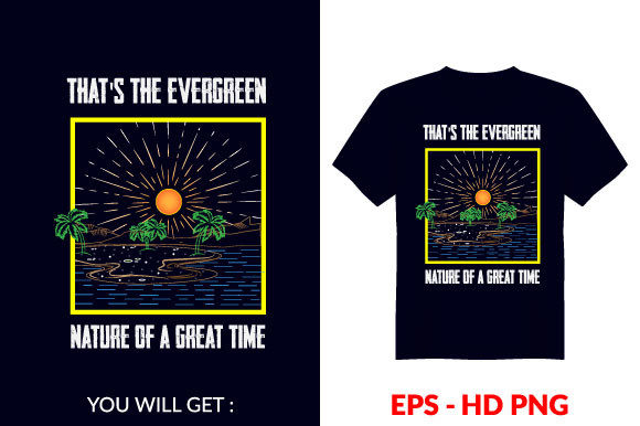 Vintage Evergreen T-shirt Design V126: Graphics and Print Templates