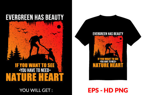 Vintage Evergreen T-shirt Design V40: Graphics & Print Templates