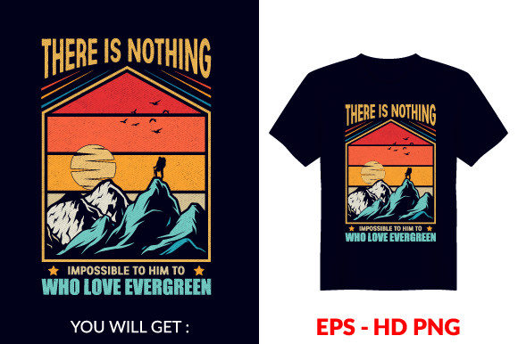 Vintage Evergreen T-shirt Design V60 Graphics