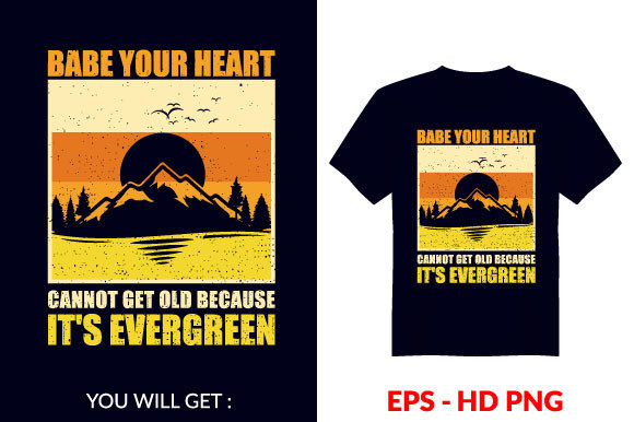 Vintage Evergreen T-shirt Design V65 Graphics