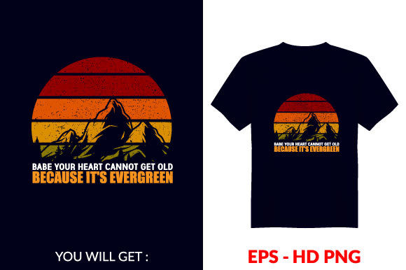 Vintage Evergreen T-shirt Design V66: Graphics & Print Templates