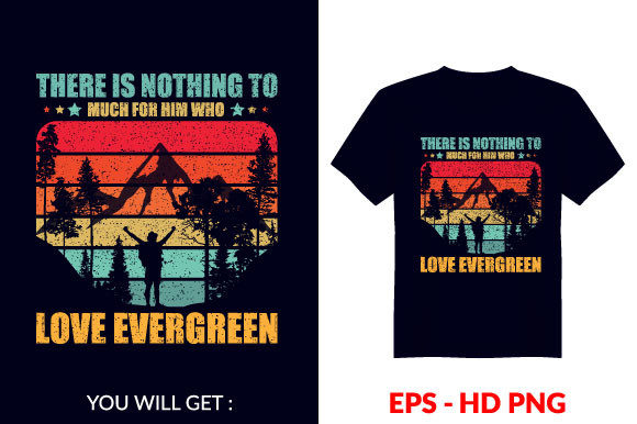 Vintage Evergreen T-shirt Design V76: Graphics & Print Templates