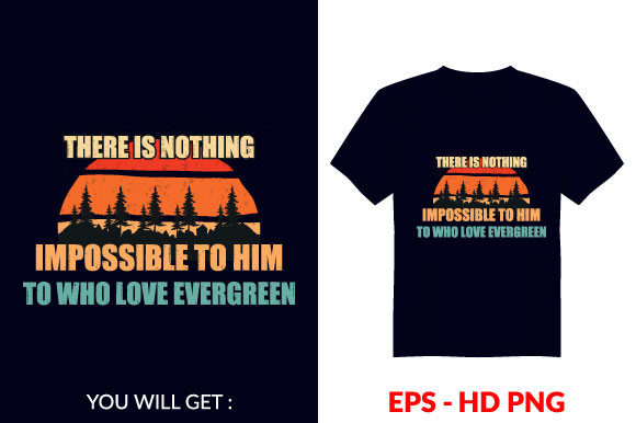Vintage Evergreen T-shirt Design V99: Graphics and Print Templates